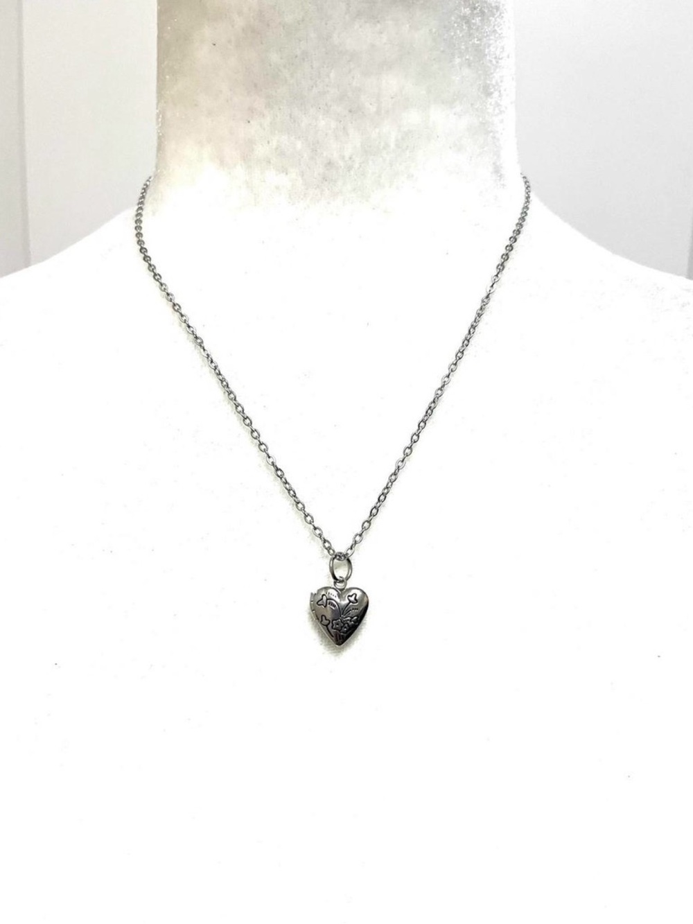 Engraved Heart Pendant Locket Necklace